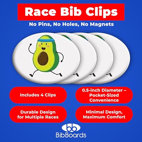 BibBoards bibSNAPS Race Bib Clips, Running Avocado, 4 Pack - color: Running Avocado