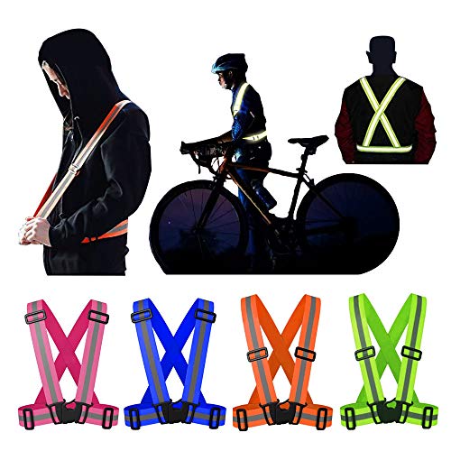 Reflective Vest with Hi Vis Bands, Fully Adjustable & Multi-Purpose: Running, Cycling, Motorcycle Safety, Dog Walking - High Visibility Pink 1PCS