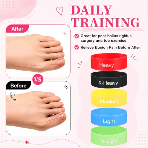 JJUNW 5Pcs Toe Resistance Bands, Toe Stretcher Strengthener Band for Bunion - color: colorful
