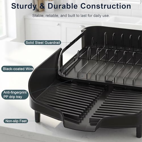 PULIDIKI Dish Drying Rack, Expandable Dish Rack for Kitchen Counter