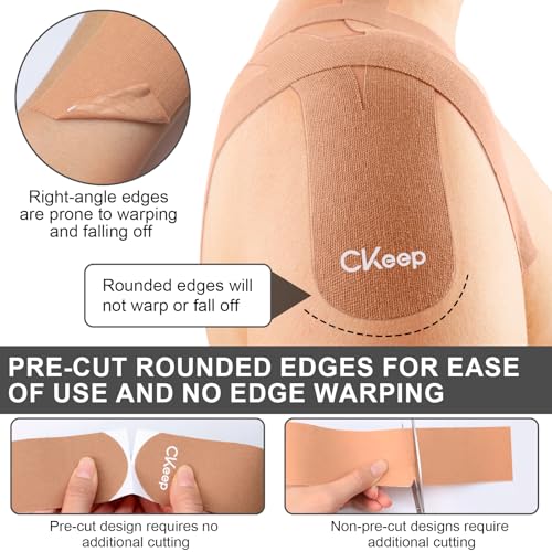 CKeep Kinesiology Tape precut Strips, 40 Count Elastic k Tape, Beige - color: Beige, size: 2 Rolls