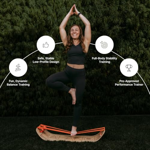 GIBBON SlackBoard, Balance Board Kids & Adults, Slackline Balance Trainer - color: Sunrise with Stand