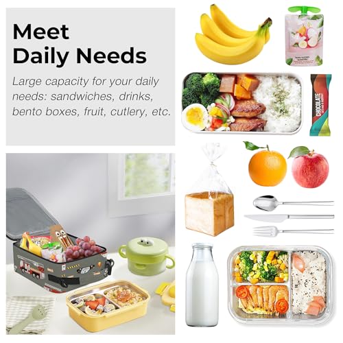 Clastyle Car Insulated Kid Lunch Bag for Boy Lunch Box, Red Fire Truck - color: Fire Truck