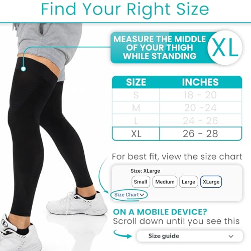 Vive Full Leg Compression Sleeves for Men & Women (Pair) - Knee, Calf - size: X-Large