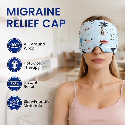 Migraine Relief Cap, Reusable Cold Compress Headband,1pcs - color: Ocean