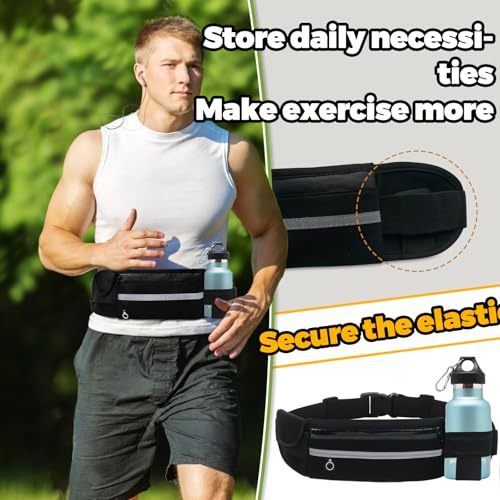 Running Waist Pack, Running Belts for Women and Men for Hanging Mobile Phone Water Bottle with Adjustable Strap for Exercise(Black) - color: black