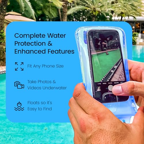 AquaVault Floating Waterproof Phone Pouch Case Universal for iPhone Android - color: Blue