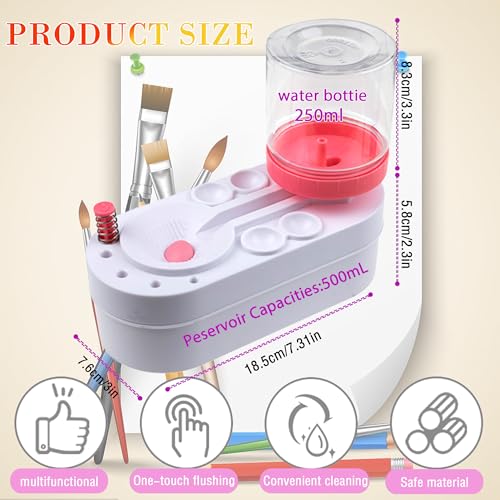 Upgraded Paint Brush Cleaner Tool,Brush Rinser Cup Painting Running Water Circulation Art Supplies for Acrylic,Watercolor and Water Based for Adults Artist Beginners and Kid(Pink) - color: Pink