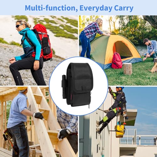 KENOBE Belt EDC Pouch, 5-Pocket Cell Phone/Tool Holder, Black - color: Black