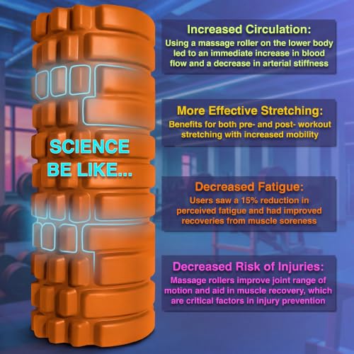 321 STRONG Patented 3-Zone Massage Roller, Medium Density for Exercise - color: Orange