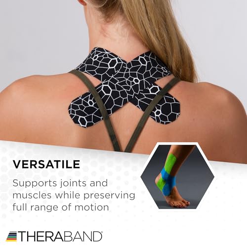 THERABAND Kinesiology Tape, Shoulder & Knee, 2 Rolls, Black/White - color: Black/White, size: 2" x 16.4, style: 2 Rolls