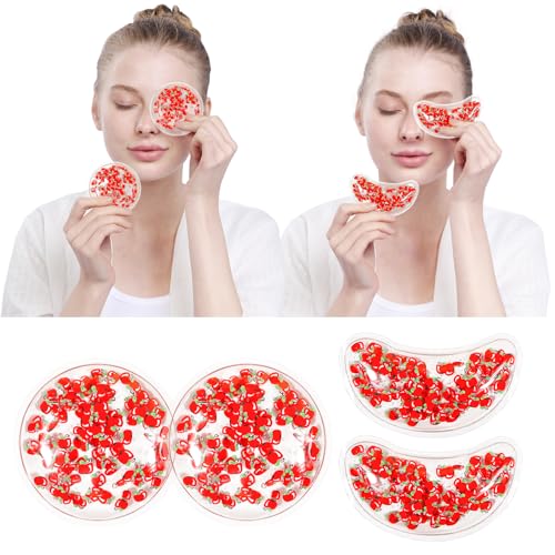 4PCS Gel Eye Ice Pack Set Reusable, Cold and Hot Compress for Eyes - color: Apples