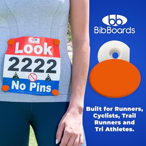 BibBoards bibSNAPS Race Bib Clips, Plain Orange, 4 Pack - color: Plain Orange