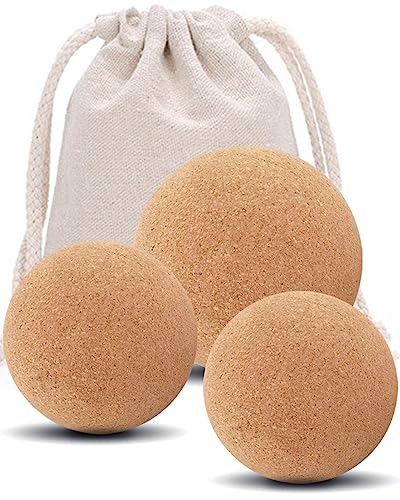 KITWILD Cork Massage Ball Set, High Density Fine Particles Massage Ball for Deep Tissue Muscle Massage, Myofascial Release, and Yoga Therapy, 2.5''+2.5''+3.15'' Lightweight Lacrosse Massage Balls - style: 3 Pack (2.5''+2.5''+3.15'')