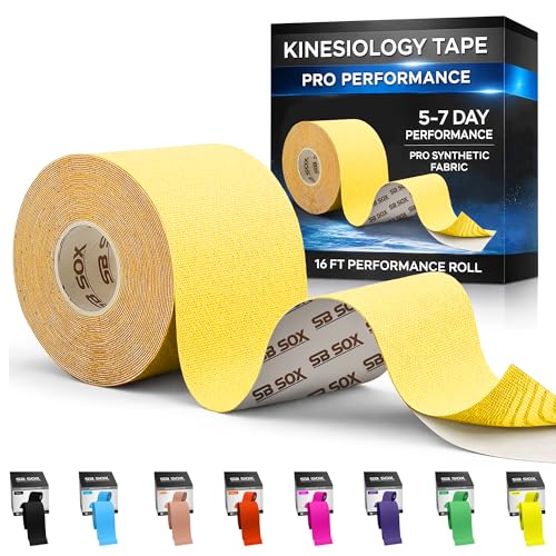 SB SOX Pro Kinesiology Tape, Synthetic Latex-Free, 16 ft (Yellow - Uncut) - color: Yellow - Uncut