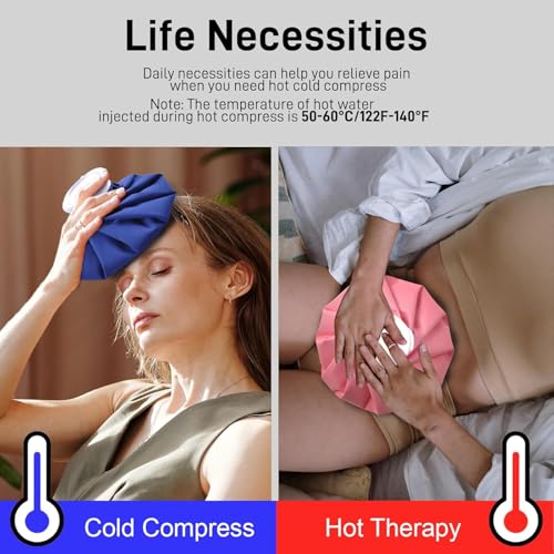 Ice Pack for Injuries Reusable, Small Ice Bag Reusable 6" Hot Water Bag for Hot & Cold Therapy, No-Leak Elastic Ice Bag for Pain Relief, Menstruation Pain Injuries Muscle Strains, Pink - size: 6", style: Pink