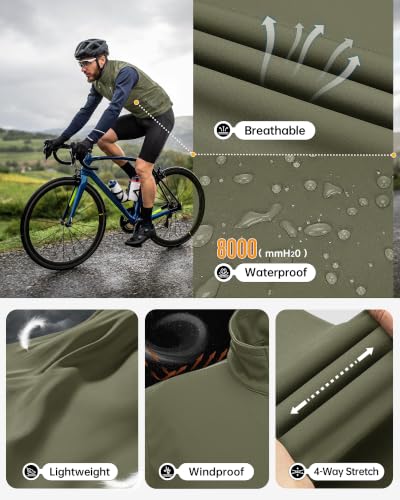 33,000ft Men's Windproof Lightweight Golf Vest Outerwear Sleeveless Jacket - color: Army Green, size: XX-Large