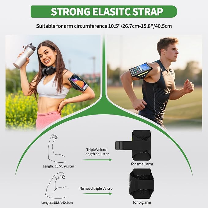 Phone Holder for Running for iPhone 17 16 15 14 13 12 Pro Max/Plus/XR/XS, Galaxy S25/S24/S23/S22, with Card Slot & Key Pockets, Sports Arm Bands Cell Phone Holder Fit Up to 6.9 Inches Phone