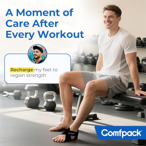 Comfpack Plantar Fasciitis Relief Ice Pack with Full Heel Sole Gel Coverage - color: Black