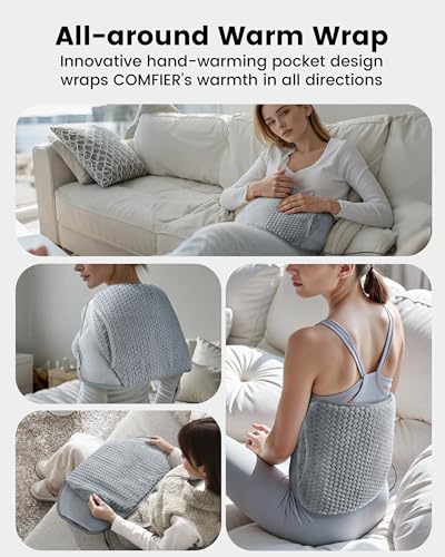 COMFIER Heating Pad with Graphene Heat & Massage for Back FSA Eligible Item - color: Dark Grey