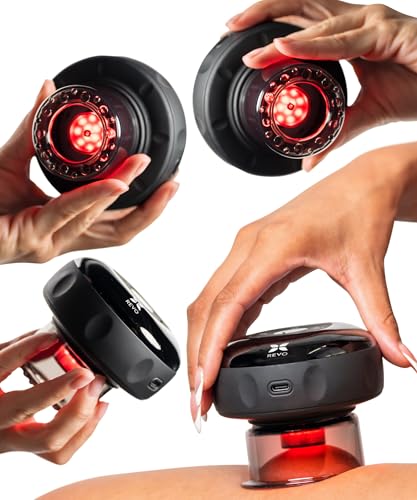 REVO The Original 4-in-1 Smart Cupping Therapy Massager, Red Light Therapy for Targeted Pain Relief, Knots, Aches, Muscle Soreness, Circulation & Tighter Skin, Portable Cupping Kit (Four Pack) - size: 4 Pack