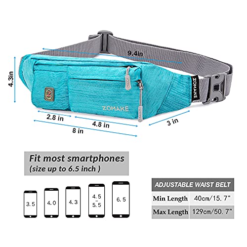 ZOMAKE Small Crossbody Fanny Pack for Women Men, Mini Runners Belt Bag with Adjustable Strap, Fashion Water Resistant Waist Bag for Running Travel Hiking Carrying All Phones(Light blue) - color: Light blue