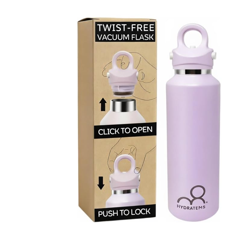 20 oz Insulated Water Bottle: Twist-Free Vacuum Stainless Steel thermal flask with Threadless Lockable Lid - Sweat-Proof & 36Hr Ice Retention - Anti-Scratch Coating & Leak Proof for Travel Gym Hiking - color: Lilac