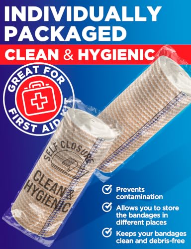 Premium Elastic Bandage Wrap - 4” (2pk) - Self-Closing Compression Bandage - size: 2 Pack, style: Elastic 4in
