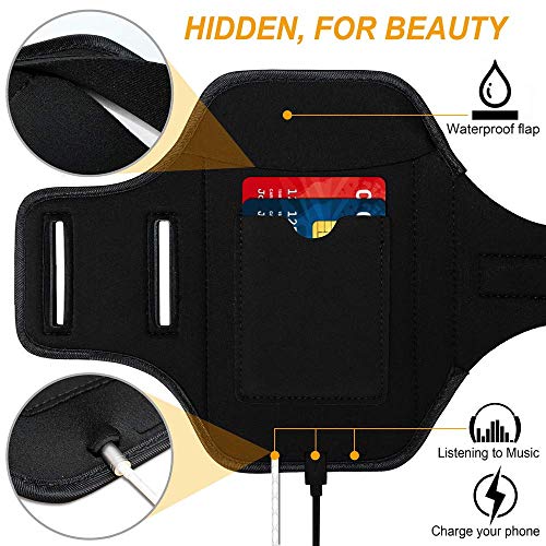 Armband for iPhone 13 Mini/12 Mini/11 Pro/iPhone X/XS,Sweatproof Running Exercise Gym Bag with Card Slot(Black)