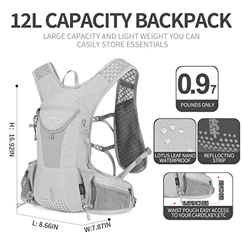 IX INOXTO Hydration Pack Backpack, Lightweight Water Backpack with 2L Hydration Bladder Daypack for Men Women,Running Hydration Vest for Trail Running Hiking Cycling Race Climbing - color: Grey white - 2L