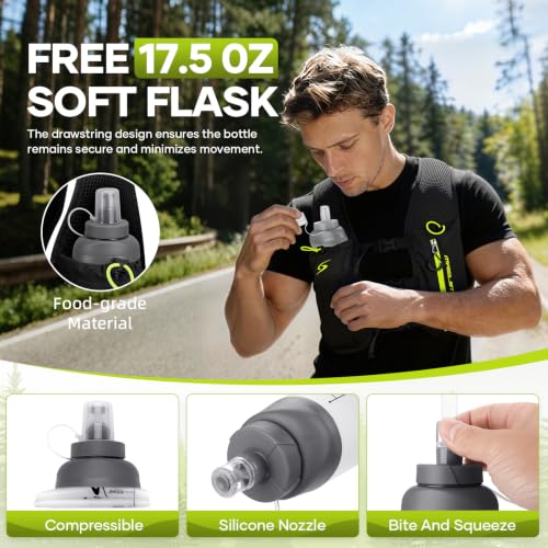 Maelstrom Running Vest, Lightweight Hydration Pack with 500ml Soft Flask - color: Black
