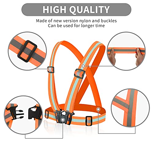 Reflective Vest - Running Vest Reflector, Reflective Running Vest with Safety Straps, High Visibility Reflector - color: E-10pcs Orange Vests