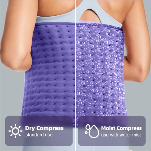 VALGELUIK Heating Pad for Back Pain Relief, 12"x24" Electric Heat Pad Gifts - color: Purple, size: 12 Inch x 24 Inch