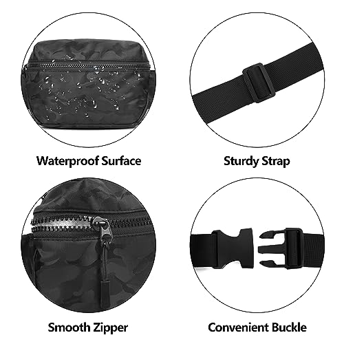 Fanny Pack Waist Belt Bag Fashion Fanny Women and Men Gift Waist Pack With Adjustable Strap For Travel Running 2L Camo Black - color: 2L Camo Black