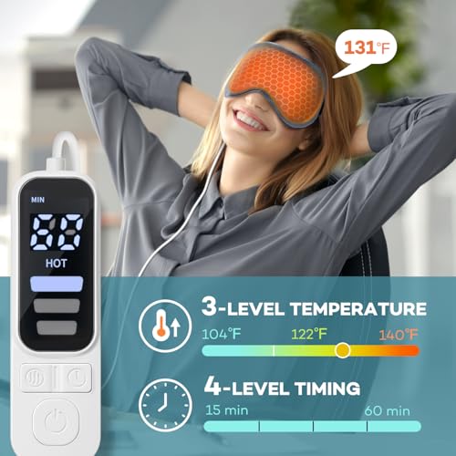 Ezona Heated Eye Mask, Warm Eye Compress Mask for Dry Eyes, Gray - color: Gray