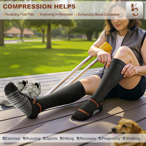 KEMISANT Women Cushioned Compression Knee High Sports Recovery Socks 3Pack - color: 3pairs-black8304, size: Small-Medium