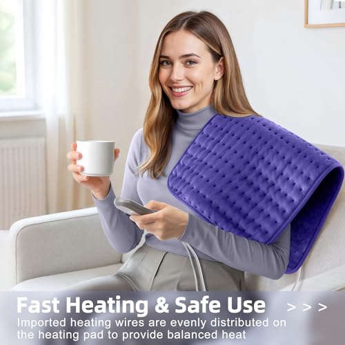 VALGELUIK Heating Pad for Back Pain Relief, 12"x24" Electric Heat Pad Gifts - color: Purple, size: 12 Inch x 24 Inch