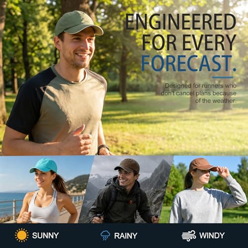Waterproof Baseball Cap Running Hat Mens Womens Rain Hat Quick Dry Golf Hat with Sweatband Outdoor Breathable Sports Cap - color: Green