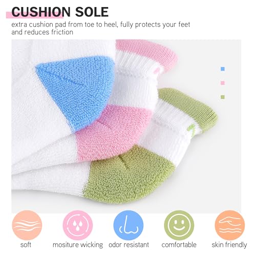 Felicigeely Athletic Running Ankle Socks Cushioned Low Cut Men Women 6 Pack - color: White+color, size: 6-9