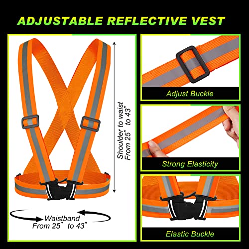 Hercicy 12 Pcs Reflective Safety Vest Hi Vis Adjustable Straps Yellow, Orange - color: Yellow, Orange