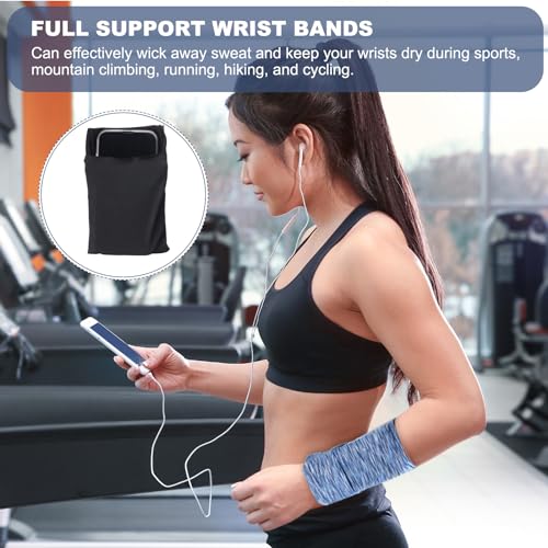 PATIKIL 6"x 4" Wrist Pouch, 2 Pcs Wrist Wallet Sports Wristband Wallet with Zipper Pocket for Running Jogging Hiking Cycling Yoga, Black