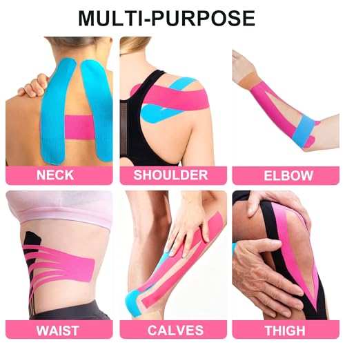 52CT Precut Kinesiology Tape Strips-Latex-Free Kinetic Tape for Pain Relief