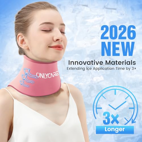 ONLYCARE Neck Ice Pack Wrap Gel - Upgraded Shoulder Ice Packs for Injuries Reusable, Hot and Cold Compress Ice Packs for Neck, Relief of Pain, Swelling, Sprains, Office Pressure - color: Pink