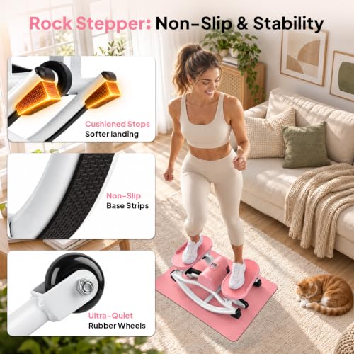 Rock Stepper Side to Side, 300 LBS Capacity, Side Stepper Exercise at Home - color: Glossy Pink