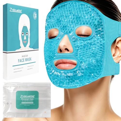 ZNÖCUETÖD Cold Face Ice Mask Facial Ice Pack Cooling Mask with Storage Bag - color: Blue
