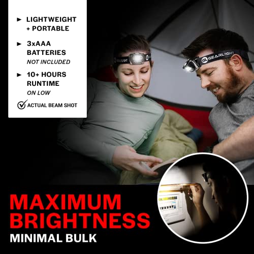 LED Headlamp 2-pack Battery Powered (AAA) (Batteries Not Included) | Head Lamp for Running Hunting Camping Fishing Hiking with Red Light and Adjustable Headband - Bright Forehead Headlamp 7 Modes - size: 2 Pack, Battery Powered (Batteries Not Included)