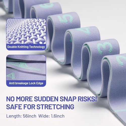 Slim Panda Stretch Strap with 9 Loops, Elastic Yoga Straps for Stretching - color: Purple
