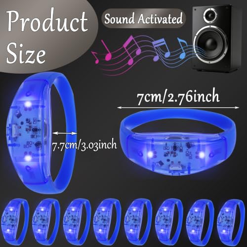 150 Pcs LED Glow Bracelets Sound Activated Light Up Bracelets for Adults Glow in the Dark Party Supplies Birthday Party Favors for Christmas, Halloween, Rave, New Year, Concert - color: Blue