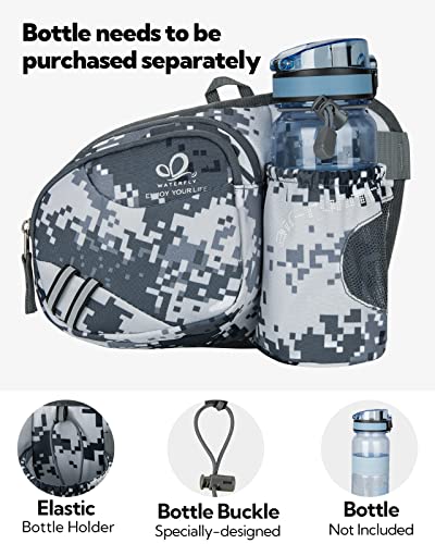 WATERFLY Fanny Pack Waist Bag: Waist Pack for Women Men with Water Bottle Holder Hiking Fanny Pack for Running Walking DogWalking Travel Cycling - color: Camouflage gray