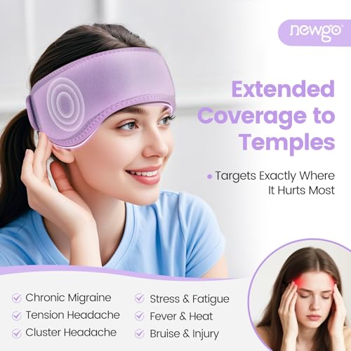 NEWGO Headache Ice Pack Head Wrap for Migraines, FSA Eligible, Purple - style: Purple